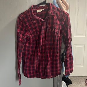 red and black plaid long sleeve, size M, st. john’s bay